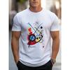 Camiseta Wassily Kandinsky Padrão Mundial Tamanho Europeu - Estampa Geométrica Abstrata, Manga Curta Gola Redonda Casual, Lavável à Máquina, Corte Regular