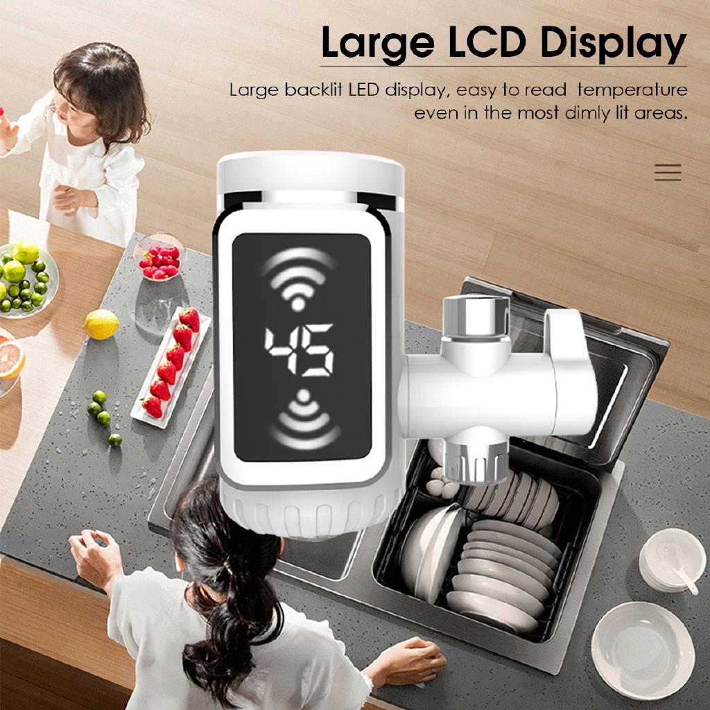 220V 50Hz Kitchen Electric Hot Faucet Water Heater Cold Heating Faucet Tankless Digital Instantaneous Water Heater Water Tap