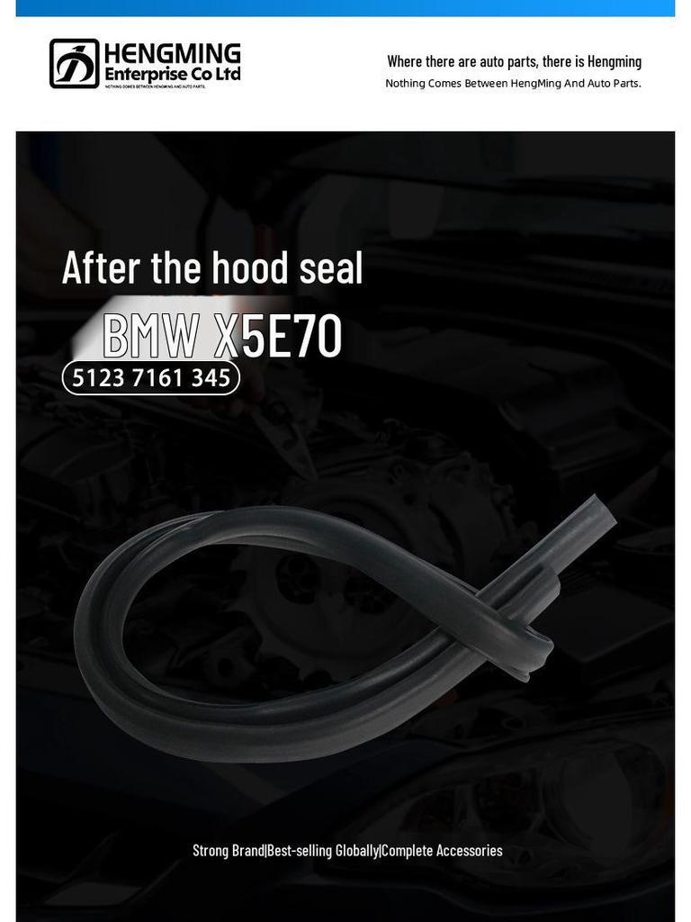 BMW X5 E70 Hood Seal Strip for Rear Engine Cover & Cabin Waterproofing (Part 51237161345)