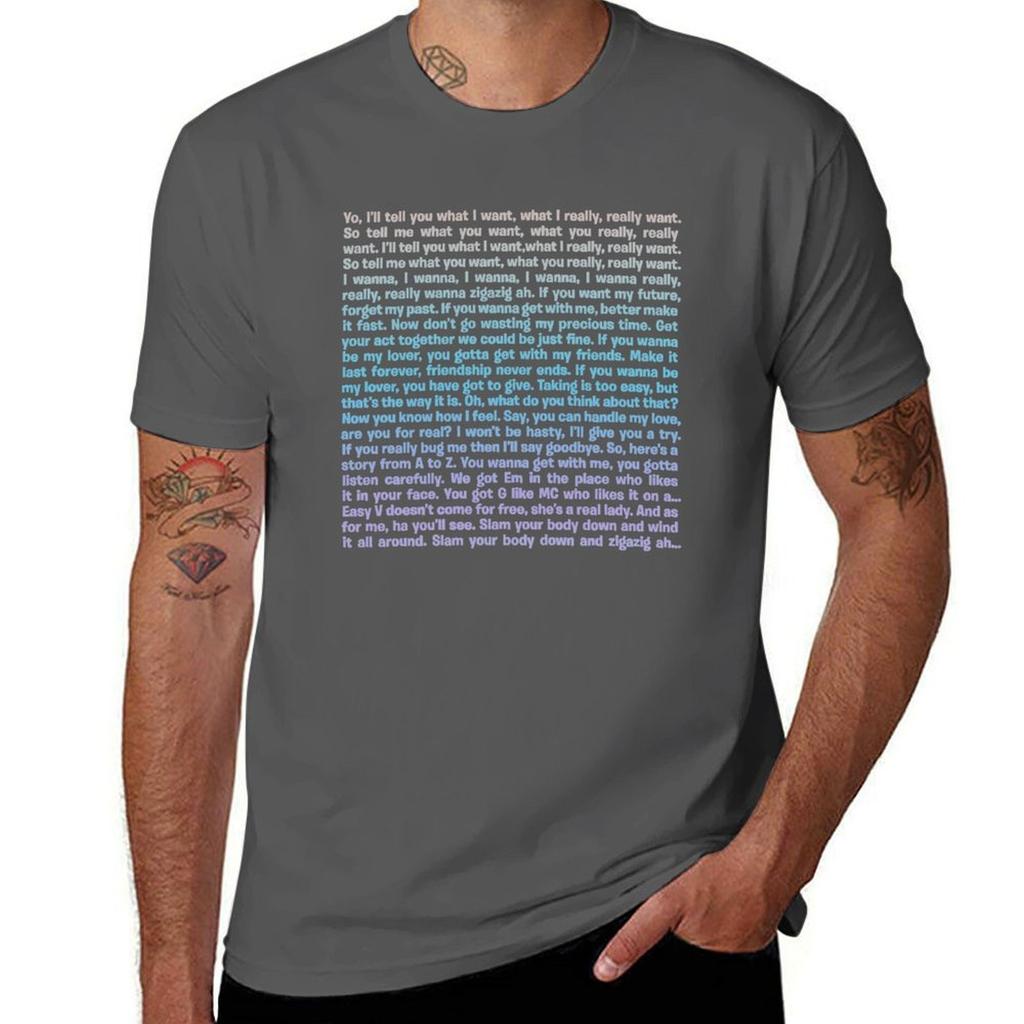 Wannabe Spice Girls (Lyrics) V4 Tshirt Festival Casual Short Sleeve