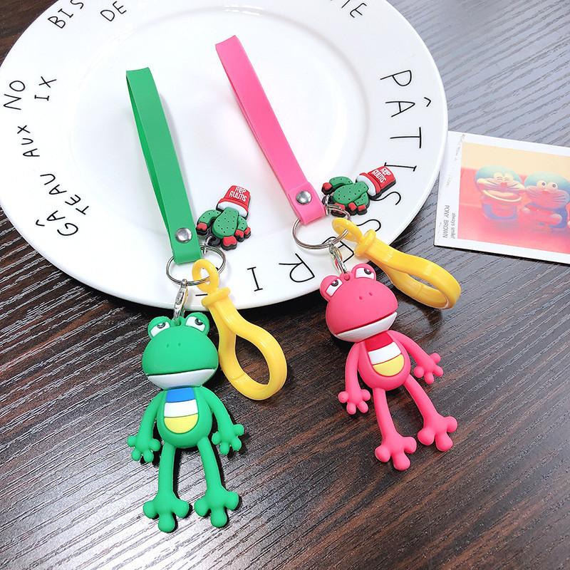 Adorable Creative Cartoon Diy Frog Keychain Silicone Long Legs Key Ring For Kids And Adults