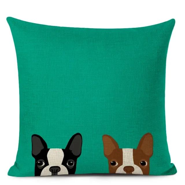 Dekoracyjna poszewka na poduszkę w stylu kreskówkowym z uroczym mopsikiem i buldogiem francuskim, drukowana poszewka na poduszkę do dekoracji domu, sofy