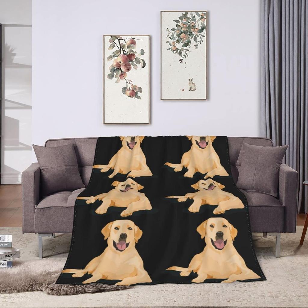 Golden Retriever Blanket Cute Dog Pattern Design Soft Fleece Throw Pet Lover Gift for Dog Owners Home Decor Cozy Bedding