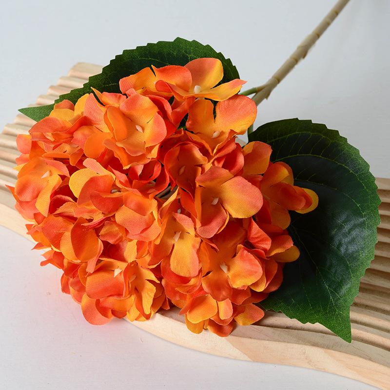 Artificial Hydrangea Single Stem with Leaves - Fake Flower for Wedding, Home, and Photography Decor