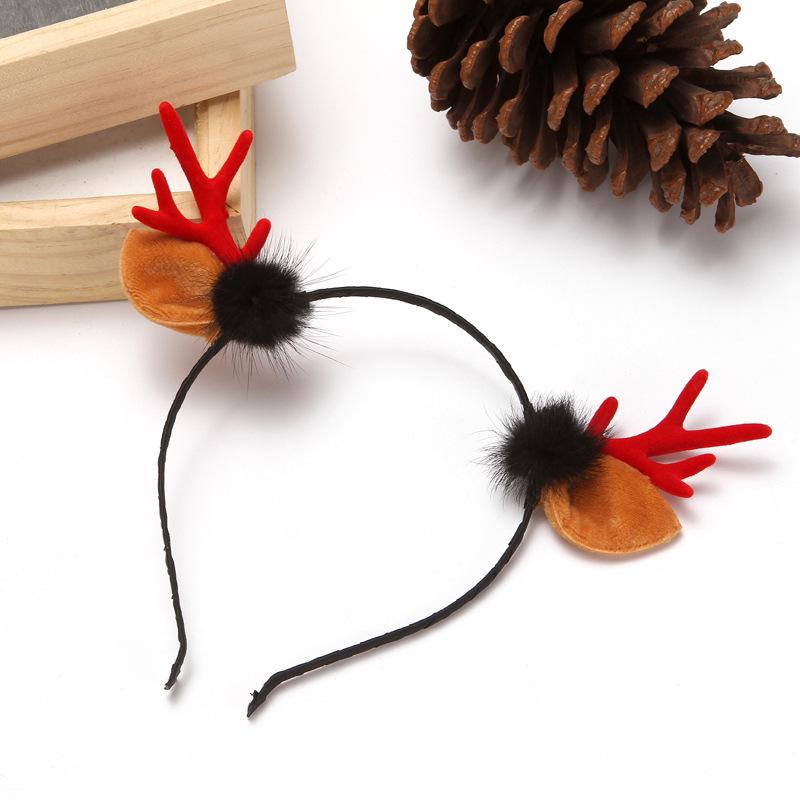 Japanese & Korean Style Flocked Coral Antler Ears Hair Clip for Christmas Photo Shoots