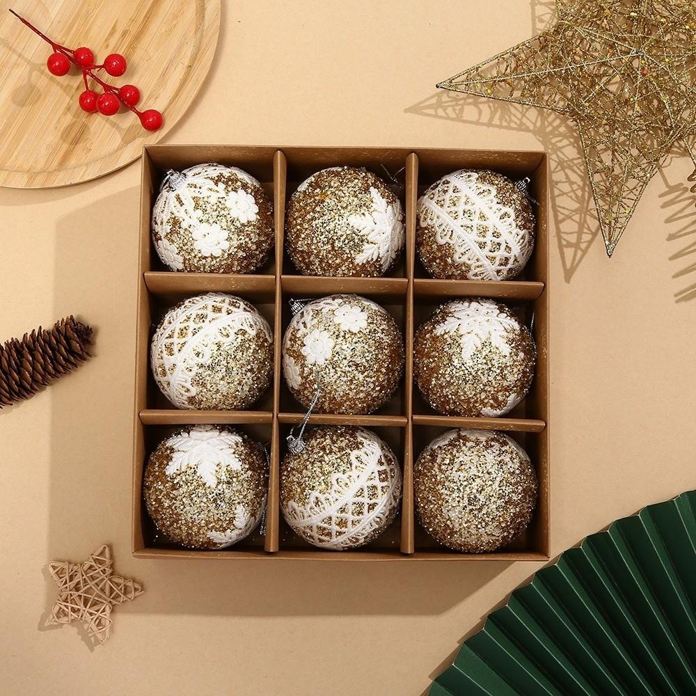 9PCS Lightweight Christmas Ball Ornaments Glitter Christmas Tree Decorations Wedding Decor