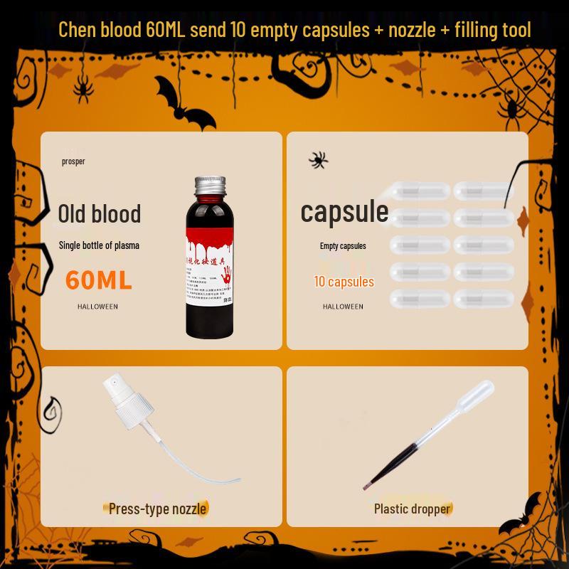 Edible Plasma Fake Blood Spray & Vomiting Blood Capsule for Halloween Makeup & Film Pranks