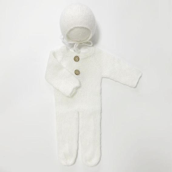 Hand-Knitted Mohair Newborn Photography Romper Newborn белый