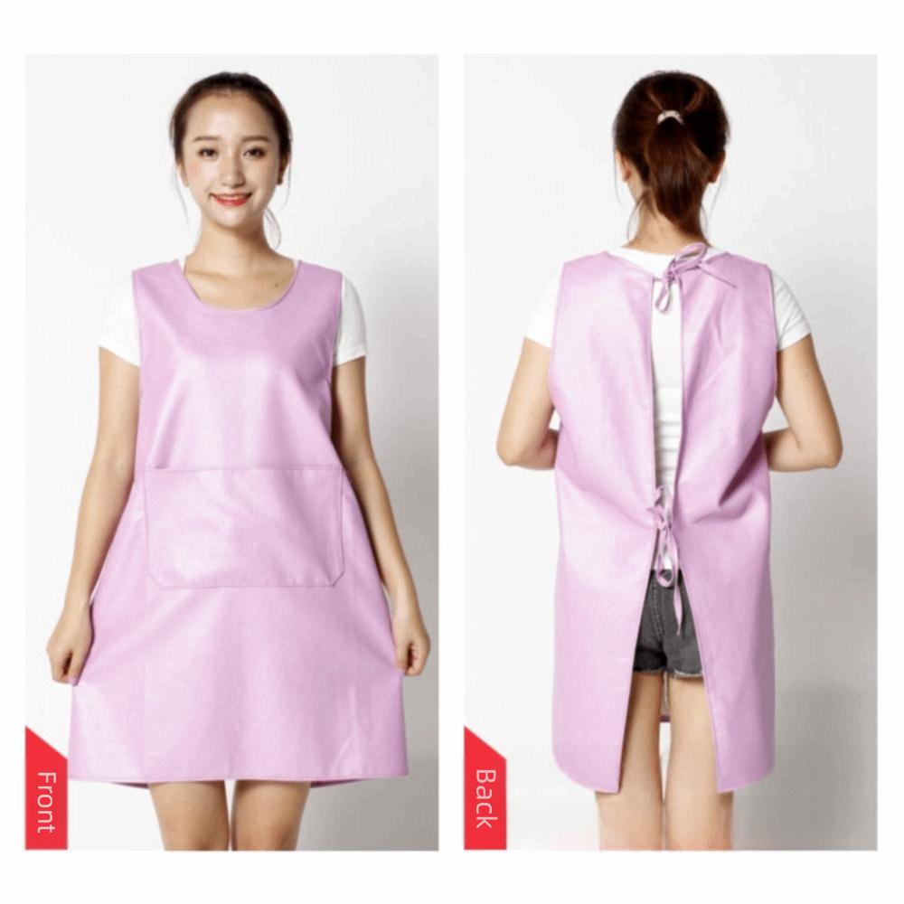 Durable PU Leather Kitchen Apron Vest Design Waterproof Chef Apron Oil-proof Cleaning Accessories Adult Bib Lab Work