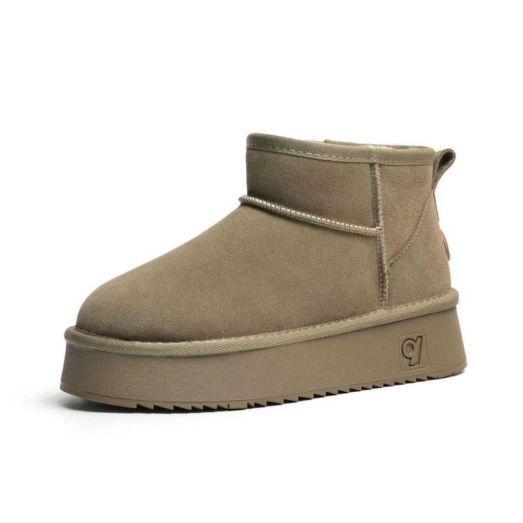 Leather Wool Snow Boots Women's Thick-soled Sheepskin Fur Integrated Winter Thickened Warm Non-slip Short Tube Snow Cotton