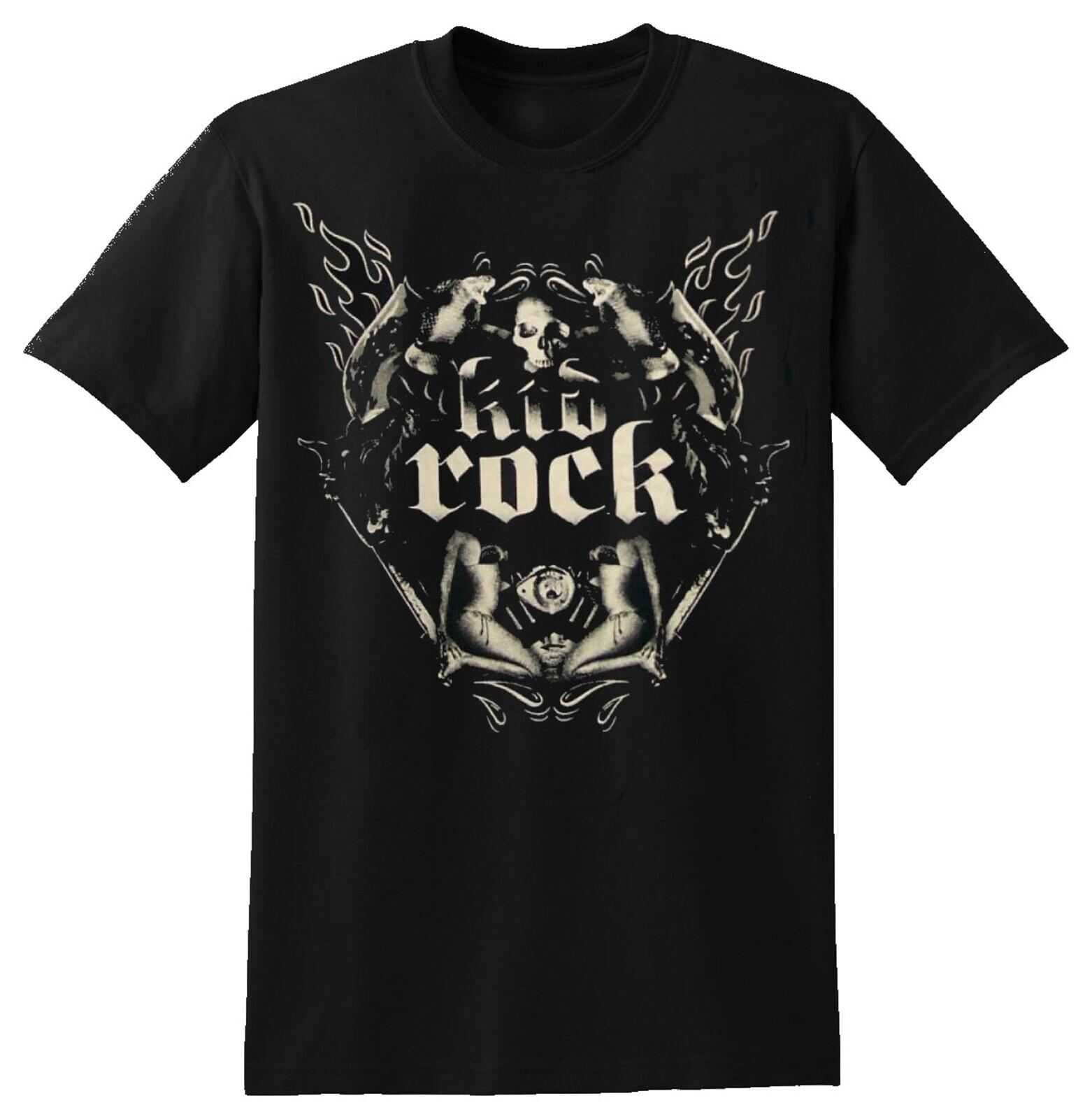 KID ROCK cd lgo ROCK TOTEM FLAMES Official SHIRT SMALL New OOP devil cause cocky L