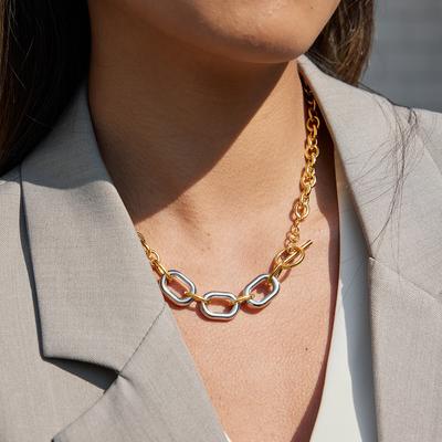 Light Luxury Niche Minimalist Style Color-blocking Basic Chain OT Buckle Necklace Jewelry