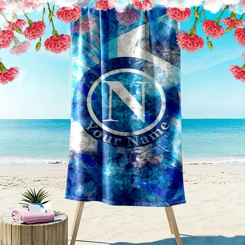 SSC Napoli Custom Name Print Beach Towel, Large Soft Quick Dry Towel for Beach Camping Swimming