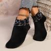 Women's Leopard Print Top Thermal Socks for Cold Weather Nonslip Grip Soles Floor Socks Thick Fleece Lined Slipper Socks