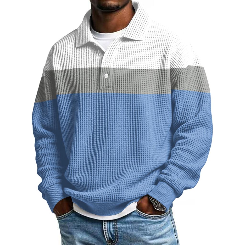 Cămașă casual cu nasturi pentru bărbați Pulover de golf cu gât în V Guler drept Hanorac la modă pentru toamnă