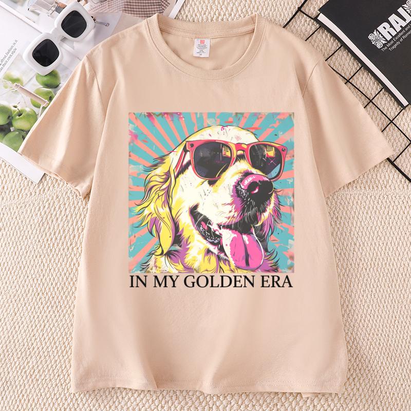 In My Golden Retriever 70s Era T Shirt Goldie Dog Mom TShirt Retro Dad Mama Tshirt Unisex Short Sleeve Round Neck Tshirts