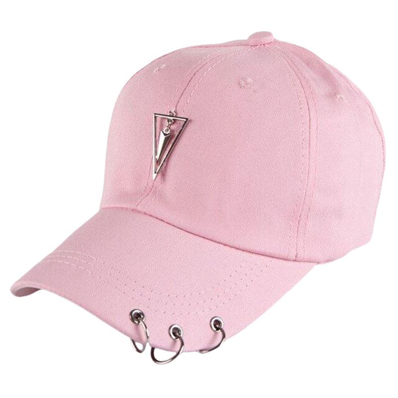 

Модная бейсболка с треугольной стрелой и железным кольцом, мужская и женская, в стиле хип-хоп, повседневная шляпа для отдыха на природе, кепка-кнопка Gorras розовый