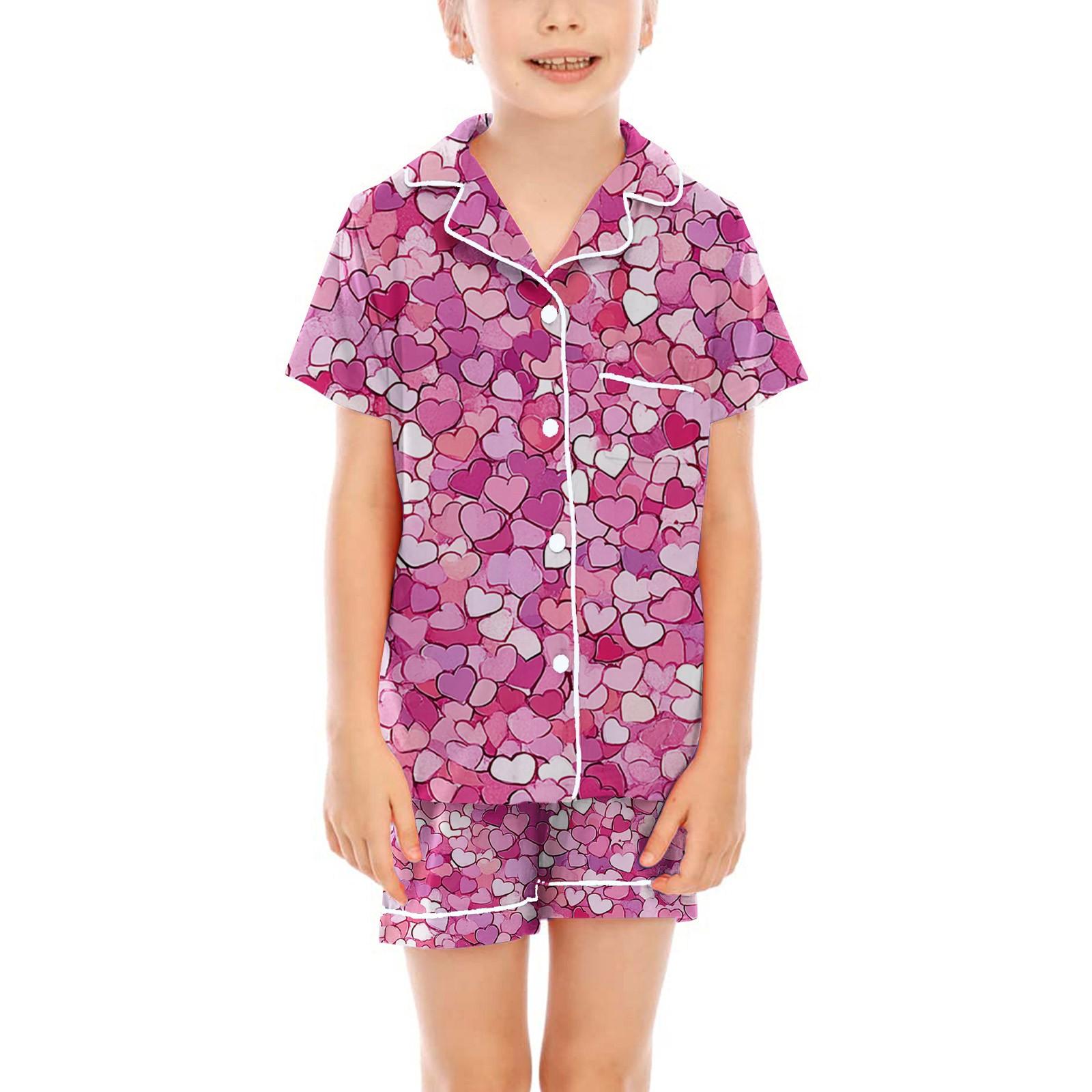 

Детские пижамы, модная рубашка из двух предметов, комплект с шортами, мягкий праздничный комплект повседневной одежды 160 розовый