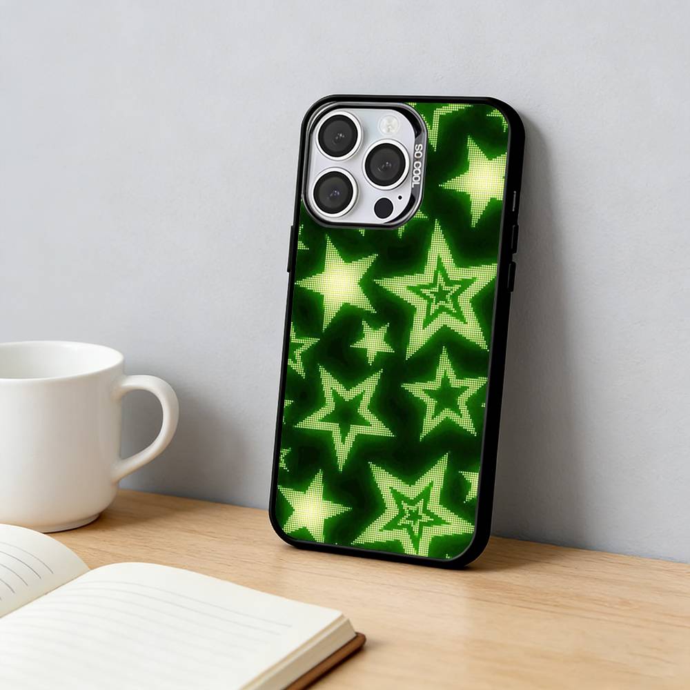 

Creative Star Phone Case For iPhone 17,16,15,14,13,12,11 Plus,Pro Max,XS,Colored Silver Plated Inside Cover iPhone12PROMAX
