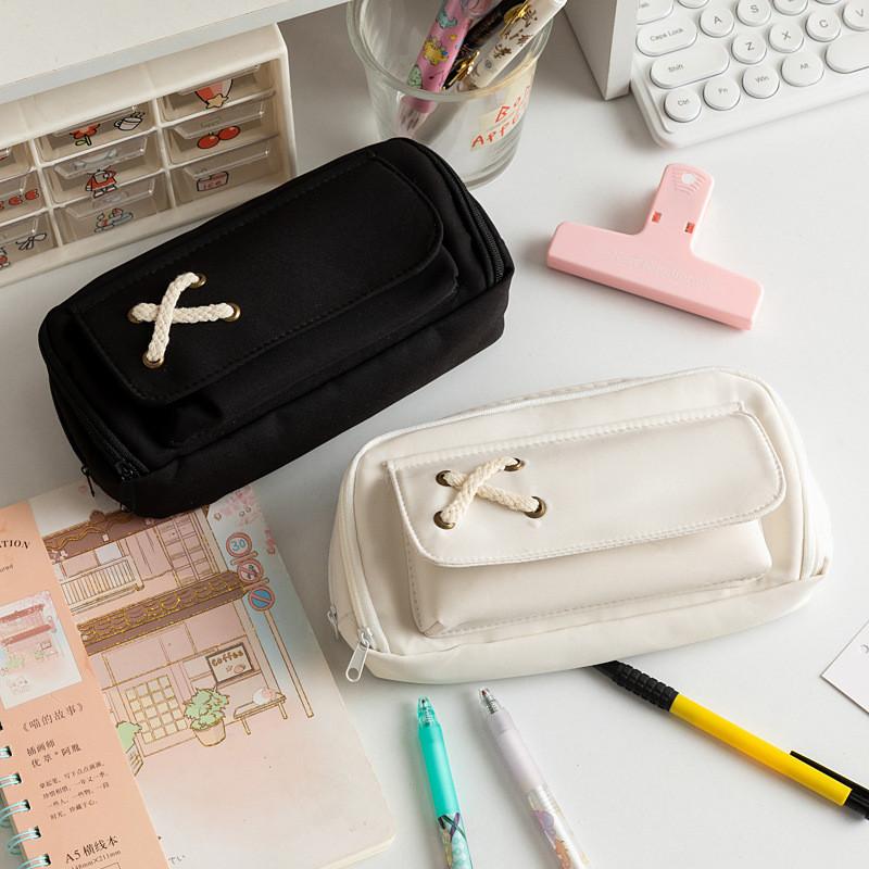 Children Rope Teens Pencil Case Large Storage Space Durable Supplies Fabric