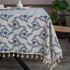 Cloth Dad Retro Cotton And Linen Wind Printing Dining Table Cloth Fringed Tablecloth Household Coffee Table Dust Cover