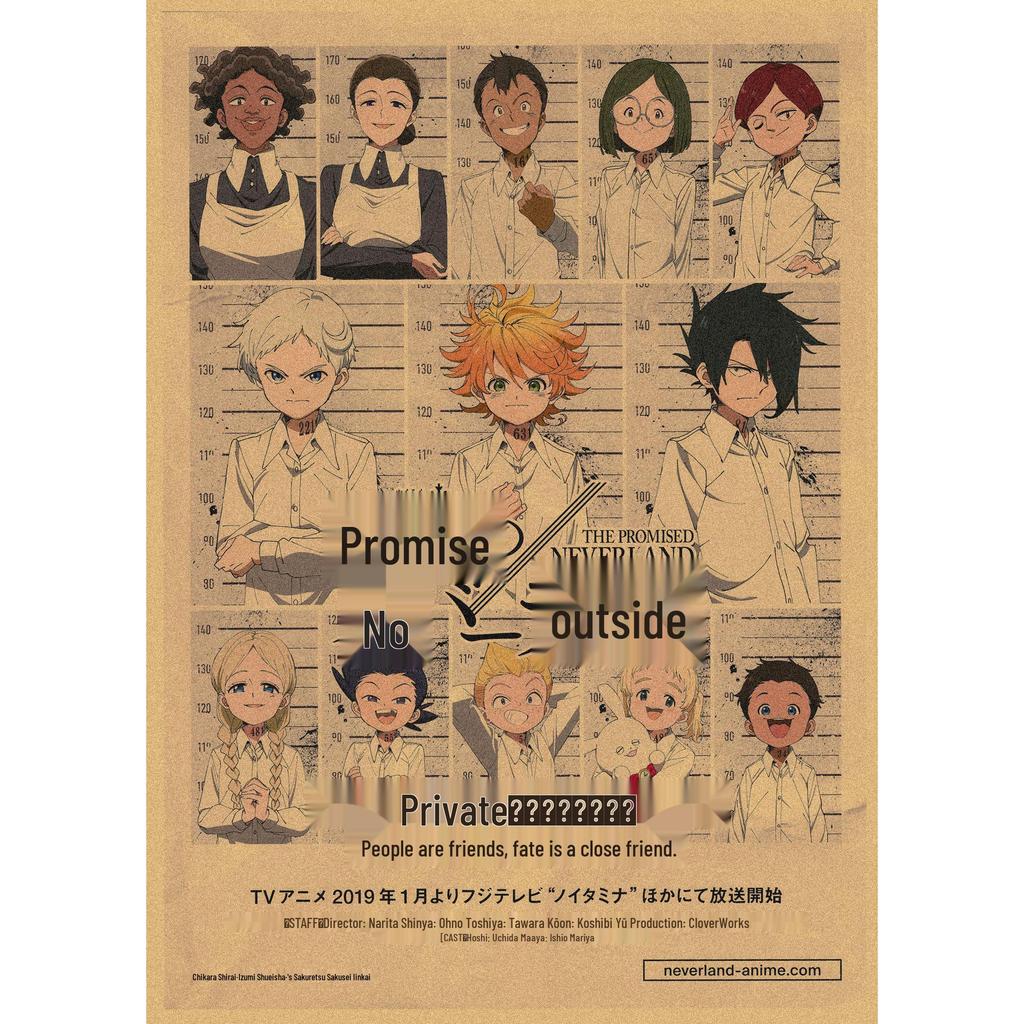 The Promised Neverland Anime Retro Kraft Paper Poster - Decorative Wall Art