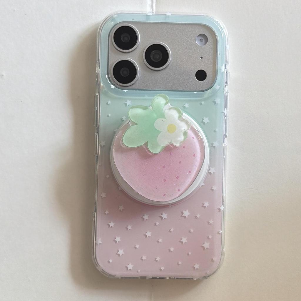 Strawberry Halo Magnetic Bracket iPhone 17/16 Pro Case with Drop Protection