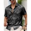 Camicia da Uomo a Maniche Corte con Bottoni e Stampa di Foglie di Palma Tropicali, Stile Casual Estivo, Lavabile in Lavatrice, Camicia Casual per la Spiaggia