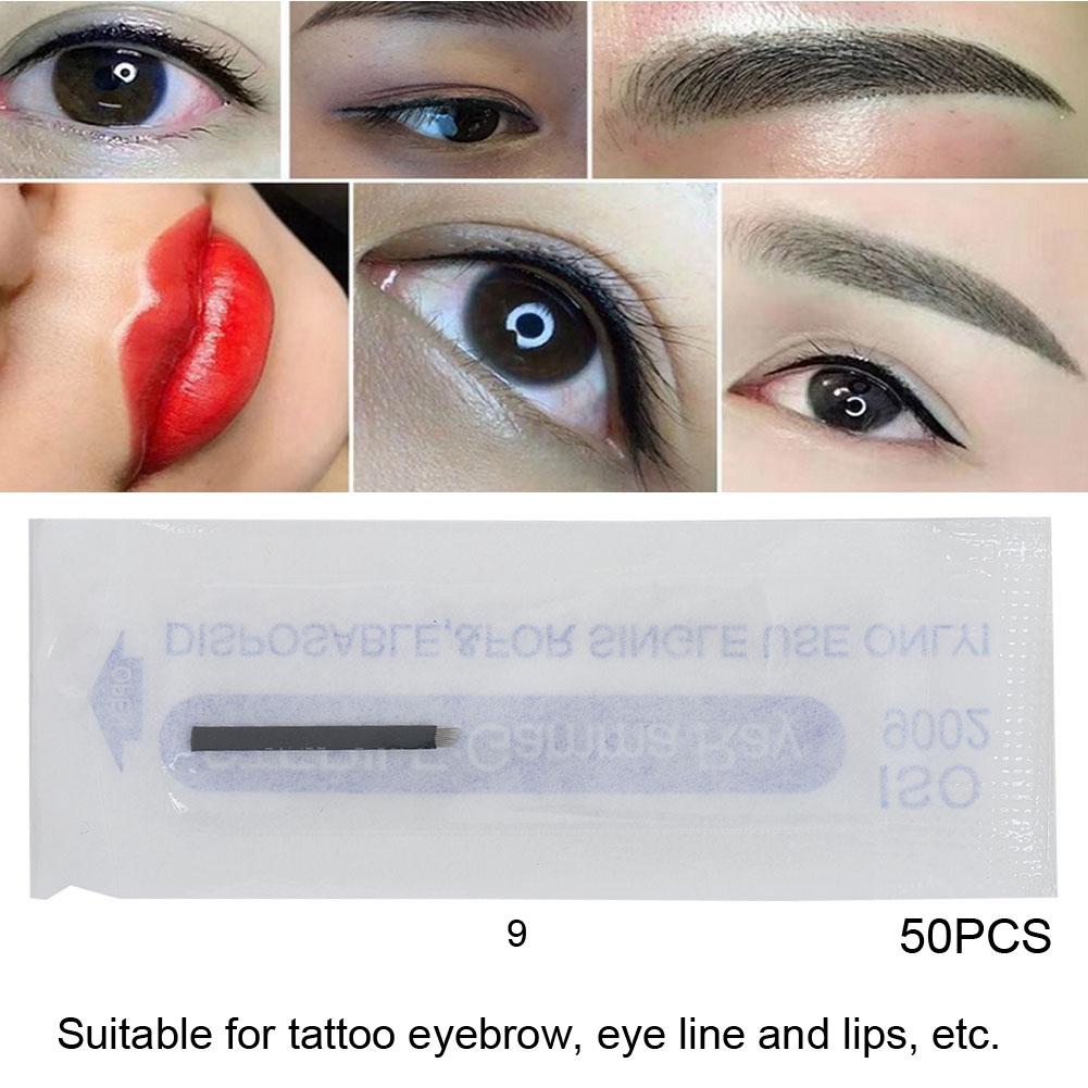 50ks Jehly na microblading obočí Jehly na tetování obočí, očí, rtů 9 12 14 16 21 jehliček (9 pin)