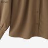 ZANZEA Women Casual Round Neck Solid Color Long Sleeve Blouse