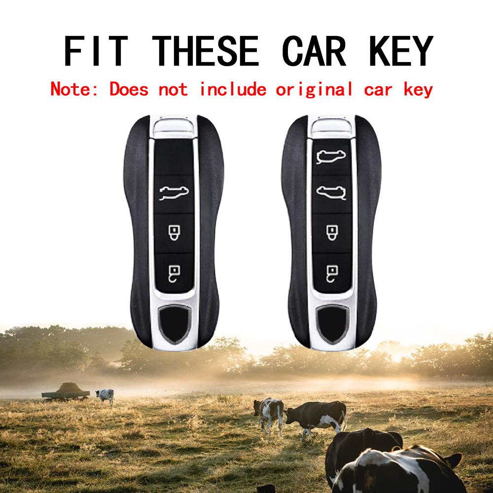 3/4 Knöpfe Leder Auto Schlüsselhülle Etui Fernbedienung Schlüsselanhänger Halter für Porsche Cayenne Panamera 911 992 Taycan