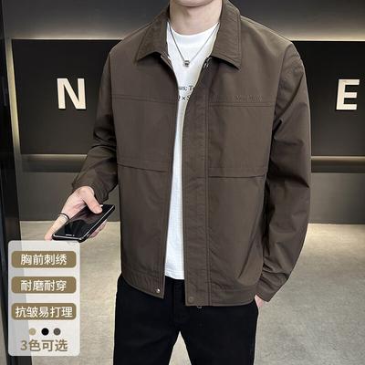 Men'S Coat Spring New Lapel Handsome Tooling Youth Jacket Versatile Fashion Trend Top Handsome