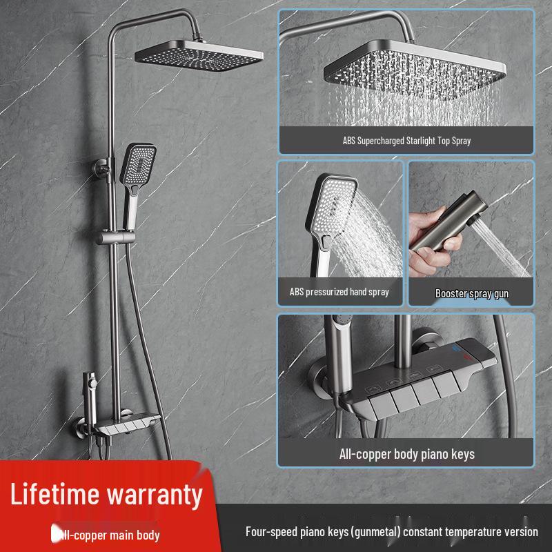 Intelligent All-Copper Digital Display Shower Set with Adjustable Temperature and Pressure for Home Use