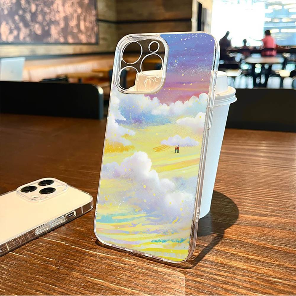 Painting  Phone Case For iPhone17,16,15,14,13,12,11 Plus,Pro Max Soft Transparent Cover