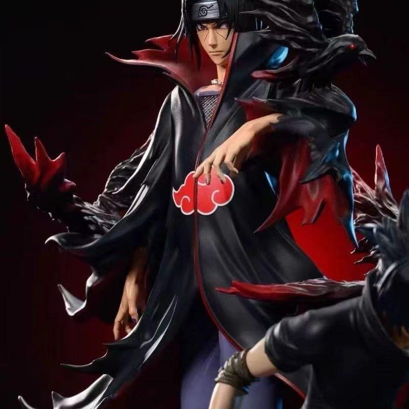NARUTO 32cm Anime Figures Sasuke Uchiha Itachi Uchiha Brother Action Figurine Crow Battle Model PVC Ornamen Statue Toys Gift