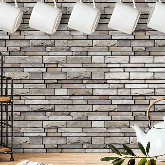 Wall Renovation Stickers Peel And Stick Backsplash, 3D Brick Panels, Self Adhesive Heat Resistant Stove Cover Tile, Faux Stone Wallpaper, On