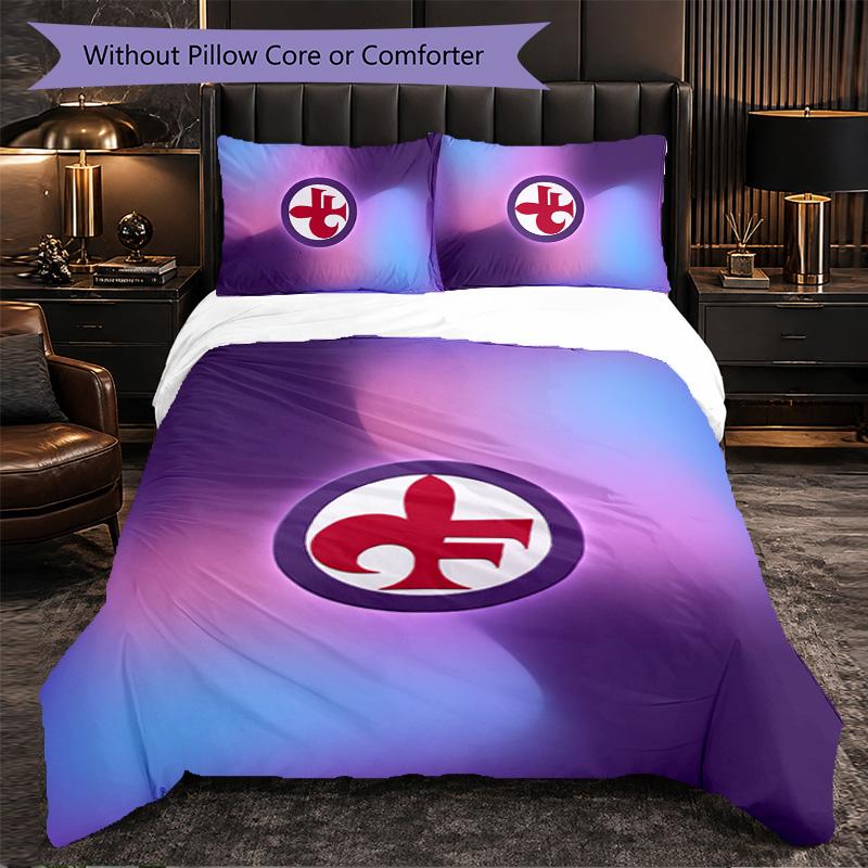 Fiorentina FC Themed Bedding 3Pcs Duvet Cover Set Decorative Bed Linen For Teen Room Home Decoration