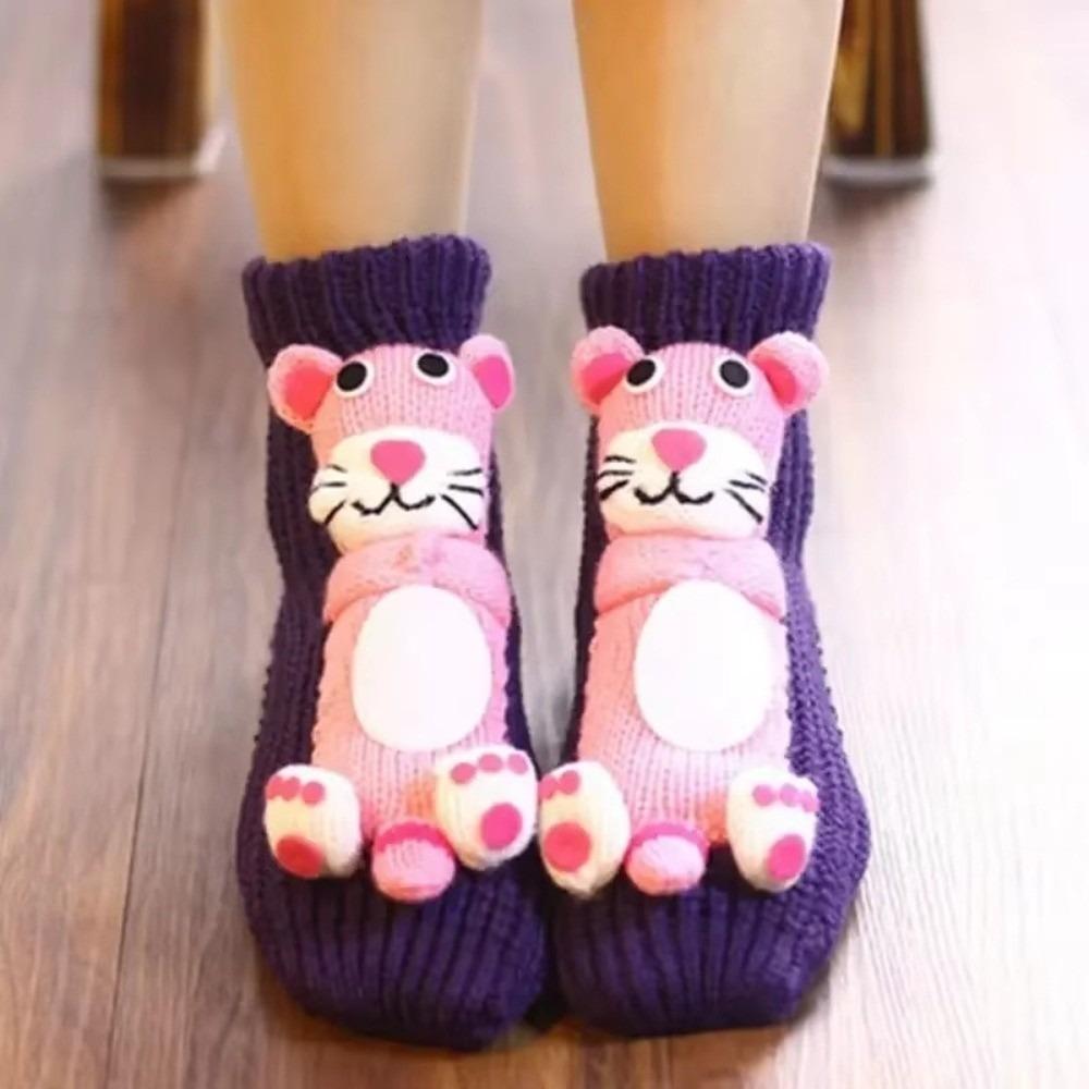 Hand Crocheted Animal Socks Thick Novelty Floor Socks New Funny Socks  for Men & Women