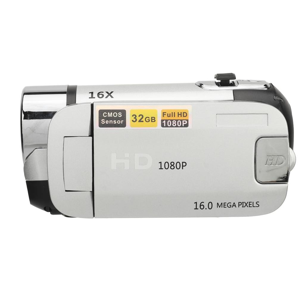 Digital Camera, HD 1080P, 16MP, 2.4-inch Rotatable Screen, Video Camera, 16X Zoom, Recorder, Fill Light (Silver)