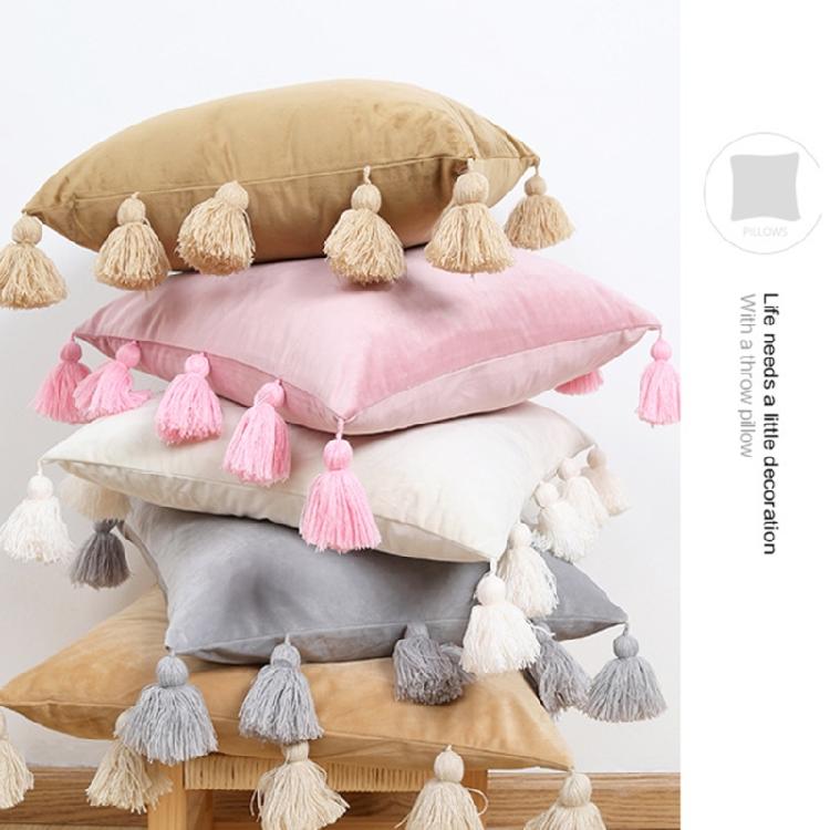 Bohemian Elegance Velvets Cushions Cover with Soft Tassels for Sofa and Bedroom Enhancement