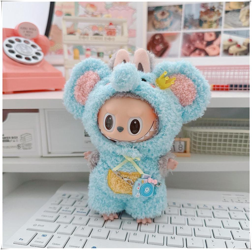 First, Second, and Third Generation Labubu Doll Clothes: 17cm Plush Onesie for 10cm Labubu Dolls, Cute Cartoon Design