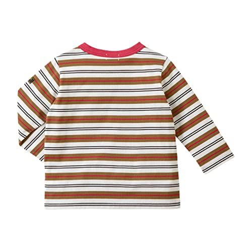 Miki House 60-5228-579 Double-Bee T-Shirt, Long Sleeve, Bordered, Thin, Boys, Girls, Baby, Kids, Children's Clothing, Braun, 6-12 Months