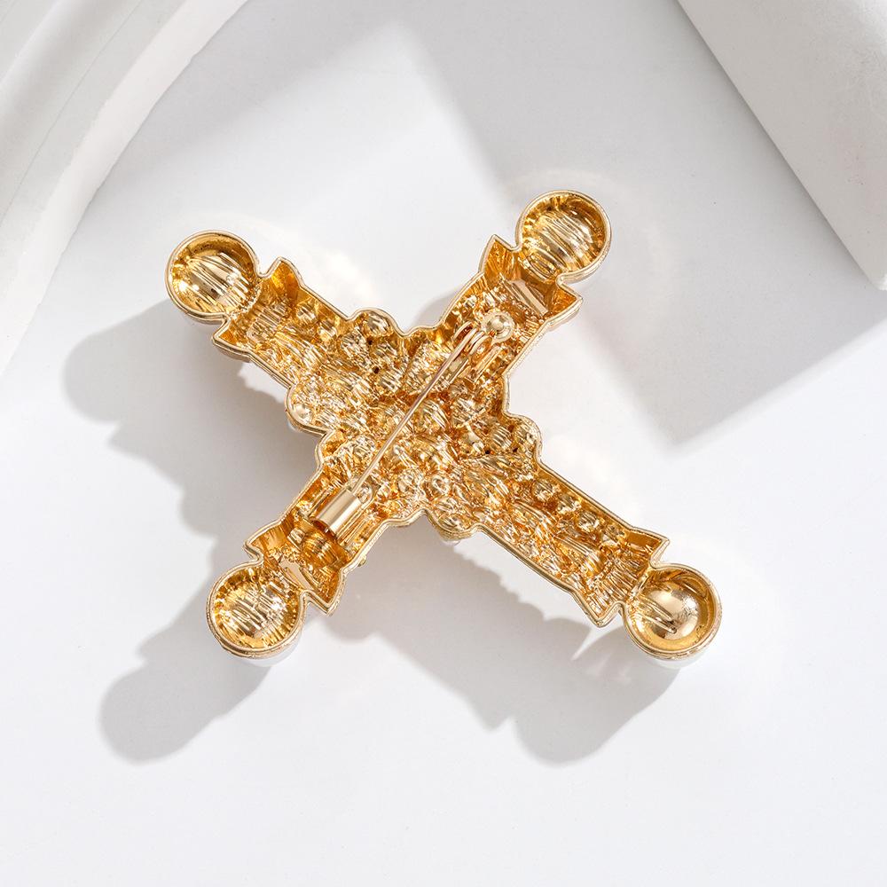 New design cross brooch retro court baroque suit coat corsage pin jewelry