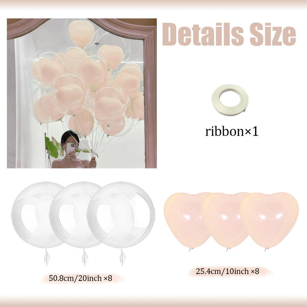 Love Bobo Balloon Set Heart Shaped Latex Balloon Transparent Bobo Balloon Proposal Birthday Shower Wedding Decoration Decoration