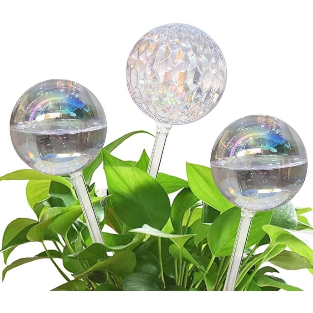 

3pcs Glass Plant Watering Globes Large Vacation Water While Away Indoor Outdoor Potted Plant Slow Release Self Watering Bulbs Devices Planter Insert