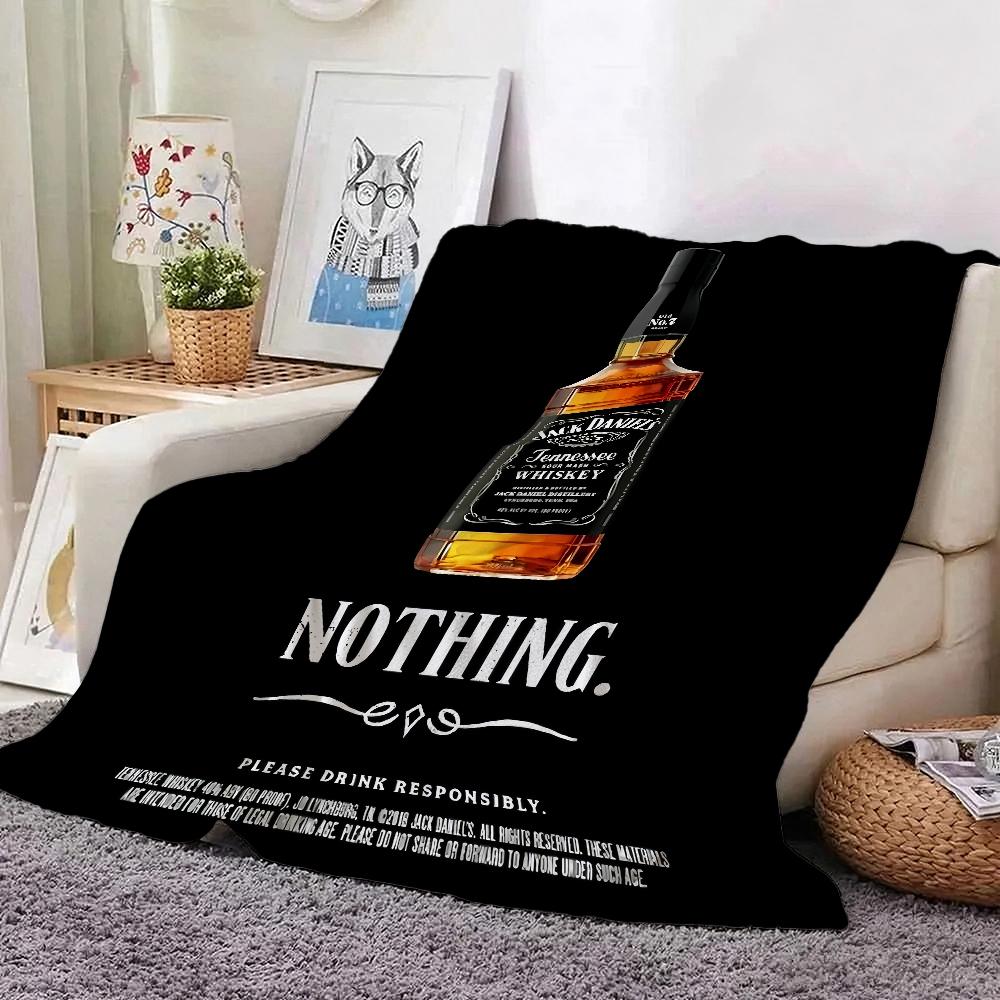 Classic Jack Daniel'S Tennessee Whiskey Flannel Printed Blanket Thick Warm Throw Blanket For Living Room Kids Room Party Decor Holiday Gift