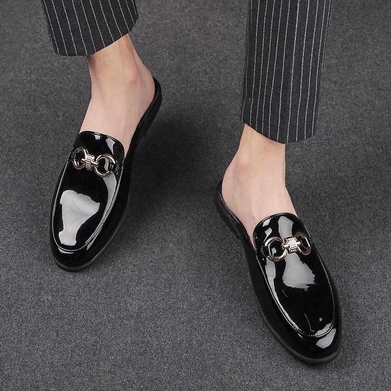 Luxury Brand Designer Summer Men Casual Breathable Leather Business Slippers Male Half Shoes Comfortable Mules Moccasin Loafers