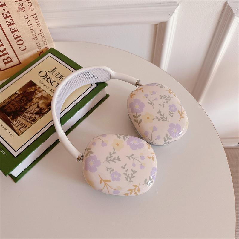 Ins Purple Floral Application Apple Head-mounted AirPods Max Earphone Cover Summer Protective Case Female Small Fresh