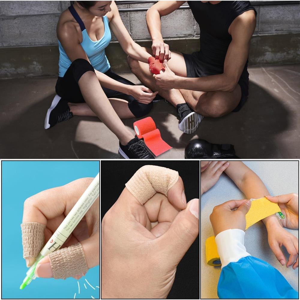 12/10Pcs Colorful Sport Self Adhesive Elastic Bandage Wrap Tape Elastoplast For Knee Pad Finger Ankle Palm Aid Kit Pet Tool Warm