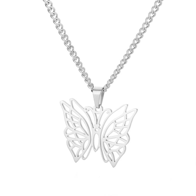 Stainless Steel Butterfly Pendants Necklaces for Women Goth Fashion Gold Color Choker Necklace Aesthetic Wedding Jewelry Gift